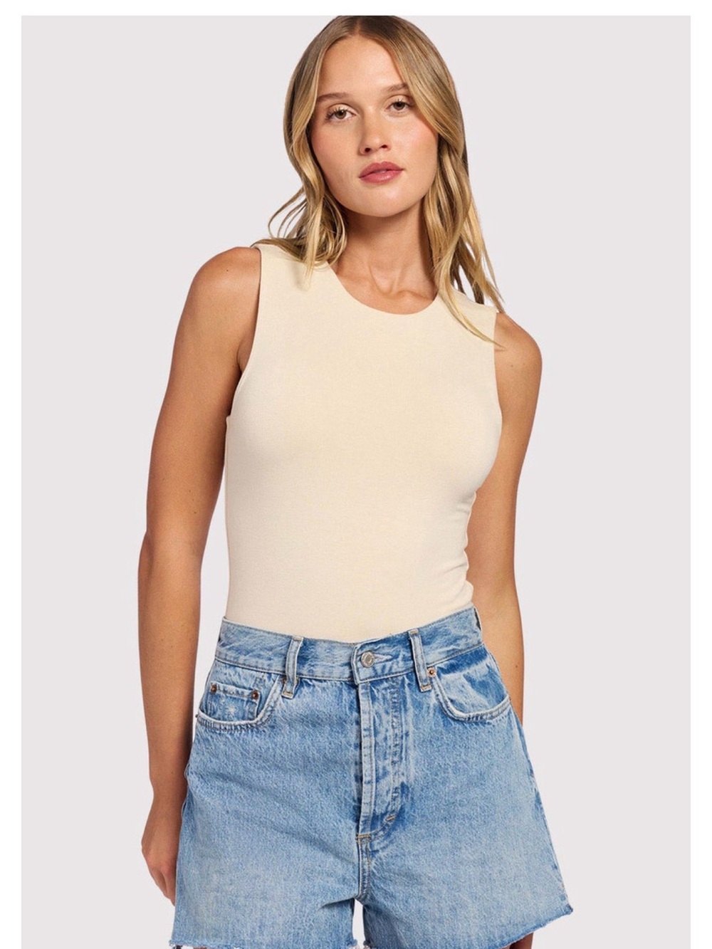 New in Package - nuuds Bone Crewneck Tank Bodysuit